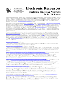 Electronic Resources Electronic Indexes &amp; Abstracts BIOLOGY for the Life Sciences