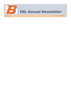 IML Annual Newsletter  VOLUME 1, NUMBER 1 MAY 28, 2016