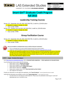 Smart‐Girl™ Graduate Credit Program  Fall 2015 Leadership Training Courses   