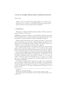 A note on strongly J´ onsson binary relational structures Greg Oman