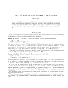 UNIFYING SOME NOTIONS OF INFINITY IN ZC AND ZF