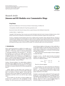 Research Article Jónsson and HS Modules over Commutative Rings Greg Oman