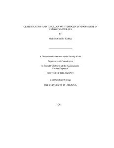 CLASSIFICATION AND TOPOLOGY OF HYDROGEN ENVIRONMENTS IN HYDROUS MINERALS by