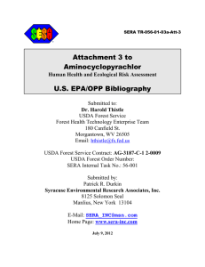 Attachment 3 to Aminocyclopyrachlor U.S. EPA/OPP Bibliography