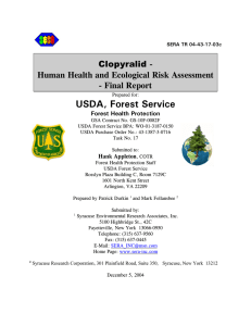 USDA, Forest Service - Human Health and Ecological Risk Assessment - Final Report