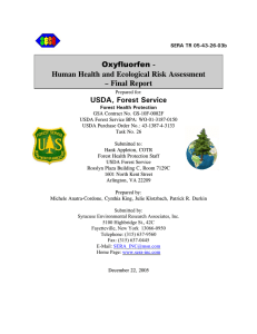 - Human Health and Ecological Risk Assessment – Final Report USDA, Forest Service
