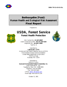 USDA, Forest Service Sethoxydim [Poast]- Final Report