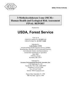 USDA, Forest Service 3-Methylcyclohexen-1-one (MCH) - Human Health and Ecological Risk Assessment