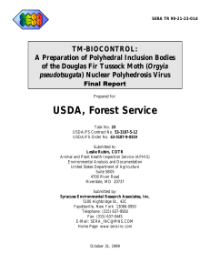 USDA, Forest Service TM-BIOCONTROL: A Preparation of Polyhedral Inclusion Bodies Orgyia