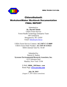 Chlorothalonil: WorksheetMaker Workbook Documentation FINAL REPORT