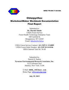 Chlorpyrifos: WorksheetMaker Workbook Documentation Final Report