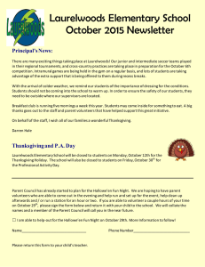 Laurelwoods Elementary School October 2015 Newsletter  Principal’s News: