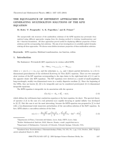 THE EQUIVALENCE OF DIFFERENT APPROACHES FOR EQUATION Theoretical and Mathematical Physics,