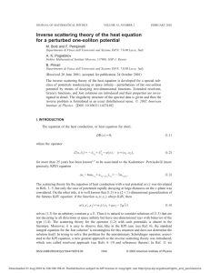 Inverse scattering theory of the heat equation A. K. Pogrebkov