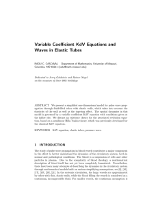 Variable Coefficient KdV Equations and Waves in Elastic Tubes
