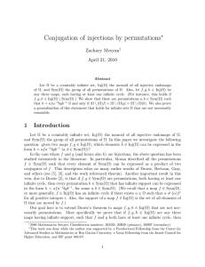 Conjugation of injections by permutations ∗ Zachary Mesyan April 21, 2010