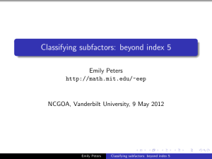 Classifying subfactors: beyond index 5 Emily Peters