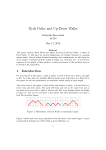 Dyck Paths and Up-Down Walks Gabriella Baracchini 18.204 May 12, 2016