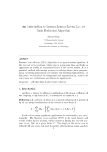 An Introduction to Lenstra-Lenstra-Lovasz Lattice Basis Reduction Algorithm