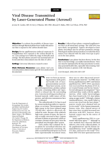 Viral Disease Transmitted by Laser-Generated Plume (Aerosol)