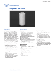 Ultipleat PK Filter ® Ultrapure Water Filtration