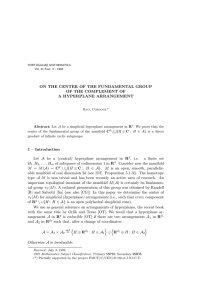 ON THE CENTER OF THE FUNDAMENTAL GROUP OF THE COMPLEMENT OF