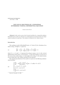 NON LOCAL SOLUTIONS OF A NONLINEAR HYPERBOLIC PARTIAL DIFFERENTIAL EQUATION