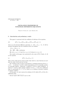 OSCILLATION PROPERTIES OF NONLINEAR DIFFERENCE EQUATIONS 0 – Introduction and preliminary results