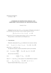 A PROBLEM OF DIOPHANTOS–FERMAT AND CHEBYSHEV POLYNOMIALS OF THE SECOND KIND