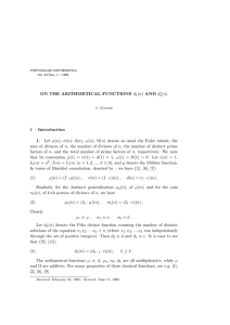 ON THE ARITHMETICAL FUNCTIONS d (n) AND d (n) 1 – Introduction