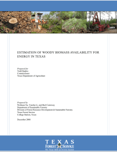 ESTIMATION OF WOODY BIOMASS AVAILABILITY FOR ENERGY IN TEXAS