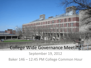 College Wide Governance Meeting September 19, 2012