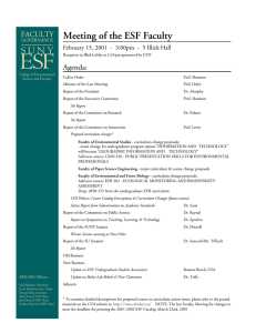 ESF Meeting of the ESF Faculty S U N Y Agenda: