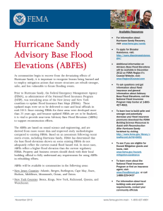 Hurricane Sandy Advisory Base Flood Elevations (ABFEs) Available Resources