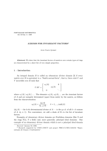 AXIOMS FOR INVARIANT FACTORS*