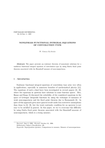 NONLINEAR FUNCTIONAL INTEGRAL EQUATIONS OF CONVOLUTION TYPE