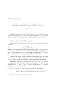 ON THE DIOPHANTINE EQUATION D x + D = 4y