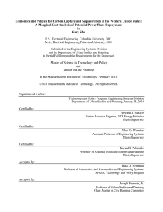 Economics and Policies for Carbon Capture and Sequestration in the... A Marginal Cost Analysis of Potential Power Plant Deployment