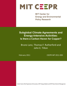 Subglobal Climate Agreements and Energy-Intensive Activities:  Bruno Lanz, Thomas F. Rutherford and