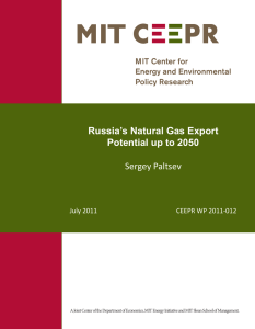 Russia’s Natural Gas Export Potential up to 2050 Sergey Paltsev