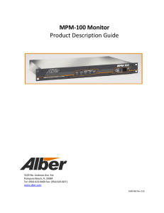 MPM‐100 Monitor  Product Description Guide    3103 No. Andrews Ave. Ext. 