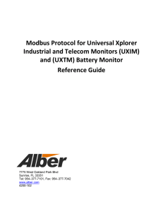 Modbus Protocol for Universal Xplorer Industrial and Telecom Monitors (UXIM)