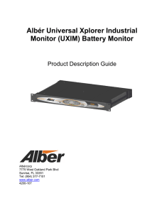 Albér Universal Xplorer Industrial Monitor (UXIM) Battery Monitor  Product Description Guide