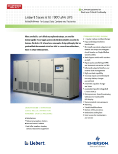 Liebert Series 610 1000 kVA UPS AC Power Systems for Business-Critical Continuity