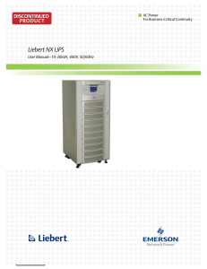 Liebert NX UPS DISCONTINUED PRODUCT User Manual–10-30kVA, 400V, 50/60Hz