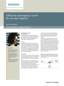 Efficient emergency cover by on-site experts Service Solutions Instrumentation, Controls &amp; Electrical