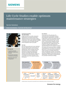 Life Cycle Studies enable optimum maintenance strategies Service Solutions Instrumentation, Controls &amp; Electrical