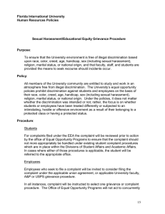 Florida International University Human Resources Policies Sexual Harassment/Educational Equity Grievance Procedure