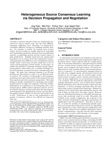 Heterogeneous Source Consensus Learning via Decision Propagation and Negotiation Jing Gao