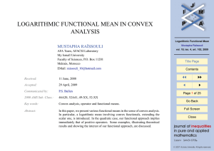 LOGARITHMIC FUNCTIONAL MEAN IN CONVEX ANALYSIS MUSTAPHA RAÏSSOULI